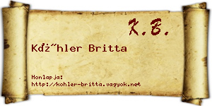 Köhler Britta névjegykártya